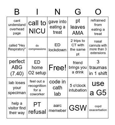 Respiratory care week 2023 Bingo Card