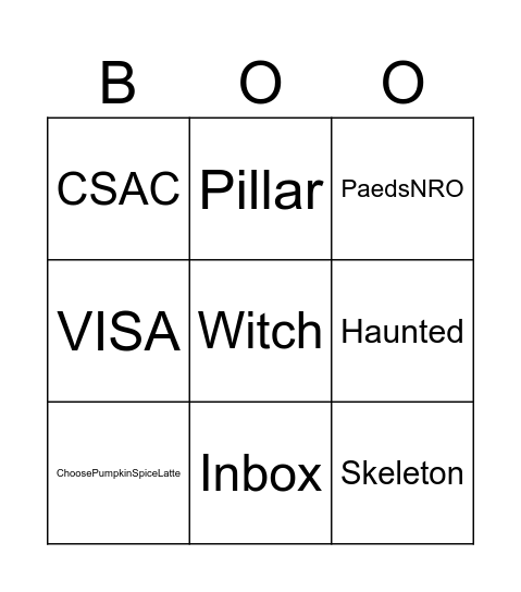 Spooky Bingo Card