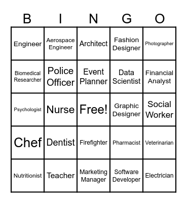 Career Bingo Card