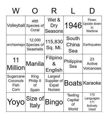 Philippine Bingo Card