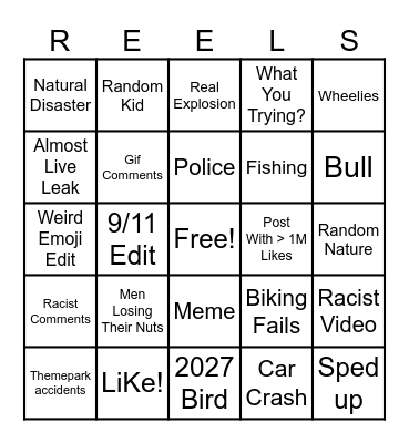 Instagram Reels BINGO! Bingo Card