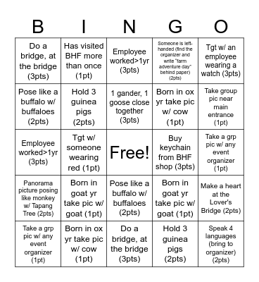 FARM DAY BINGO Card