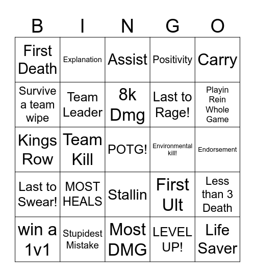 OW2 Bingo Card Bingo Card