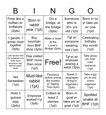 FARM DAY BINGO Card