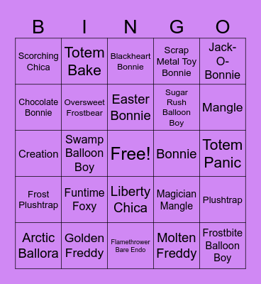 Random Lure Bingo Card