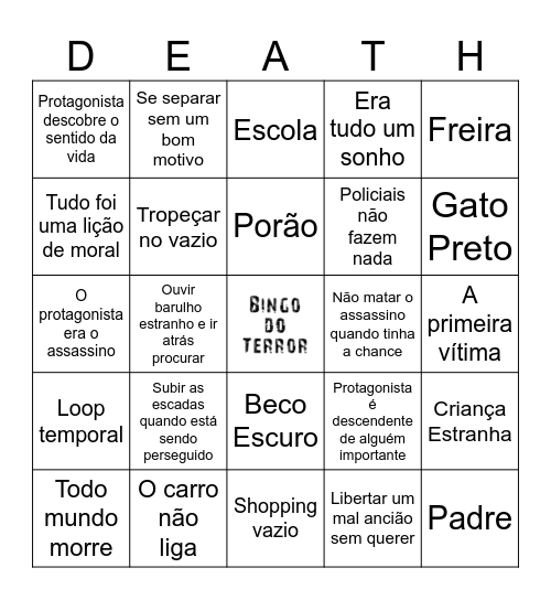 Bingo do Terror Bingo Card