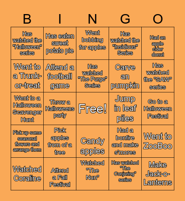 Halloween BINGO Card