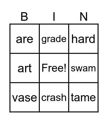 SPLASH Bingo Card