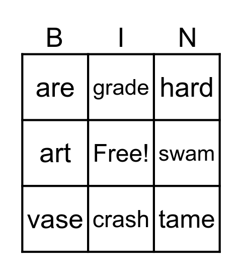 SPLASH Bingo Card