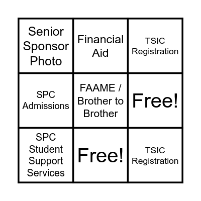 TSIC Bingo Card