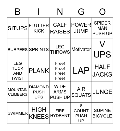 SGT KING'S BINGO PT Bingo Card