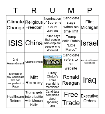 Republican Debate March 3 Card # 1 Bingo Card