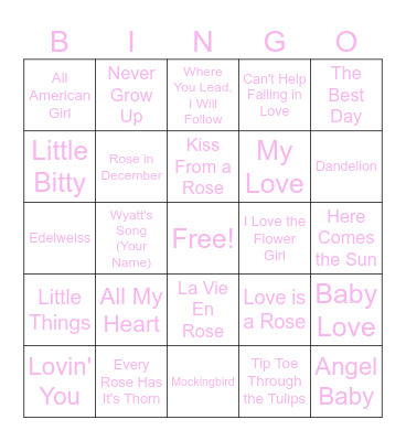 Abby's Baby Shower Bingo Card