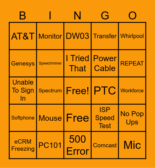 VLS Bingo Card