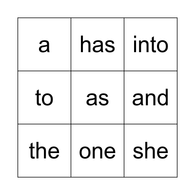 Sight words Bingo Card
