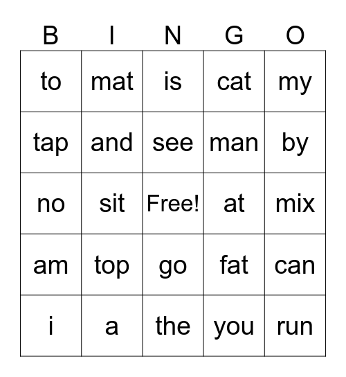 HFW Bingo Mod. 1 and 2 Bingo Card