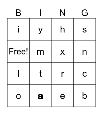 ABC Bingo Card