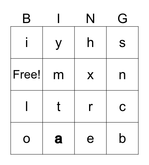 ABC Bingo Card