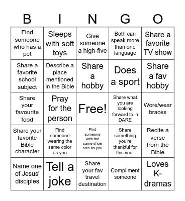 Dare vists fearless Bingo Card