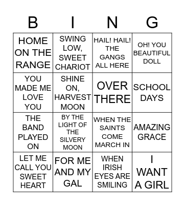 MUSIC Bingo Card