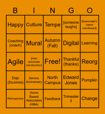 October TCC All-Hands - BINGO Card