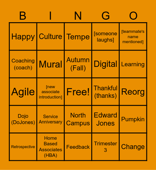 October TCC All-Hands - BINGO Card