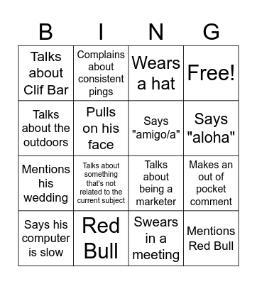 Rob Bingo Card