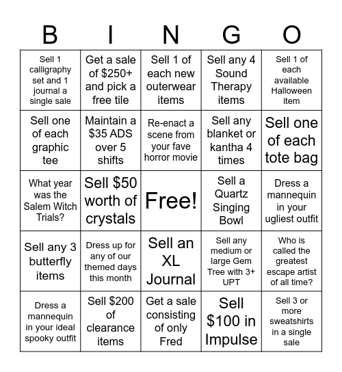 Spooktober Bingo Card
