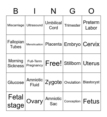 Vocab Bingo Card