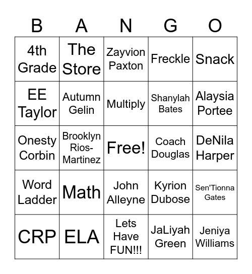 CRP BANGO!!! Bingo Card