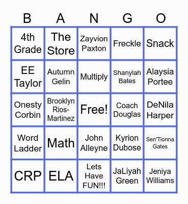 CRP BANGO!!! Bingo Card