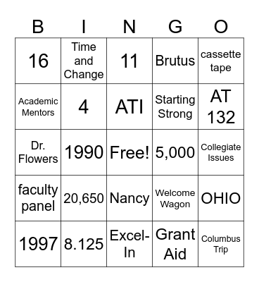 PE Through the Years Bingo Card