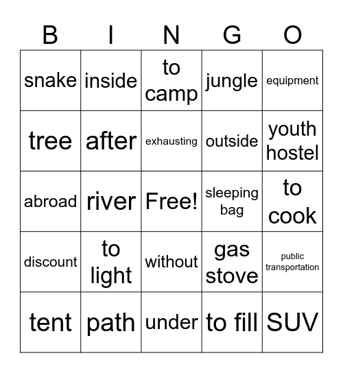 Sp3 U1.1 Listening/Reading test Bingo Card