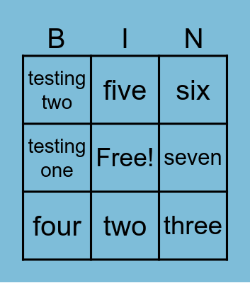 TEST BINGO Card
