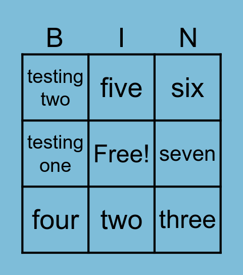 TEST BINGO Card