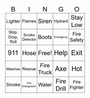 Fire Safety Bingo Card