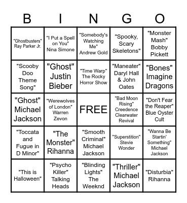 Halloween Bingo Card
