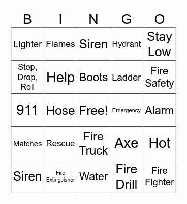 Fire Safety Bingo Card