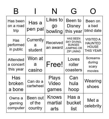 Icebreaker Bingo Card