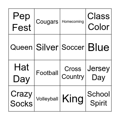 Homecoming BINGO Card