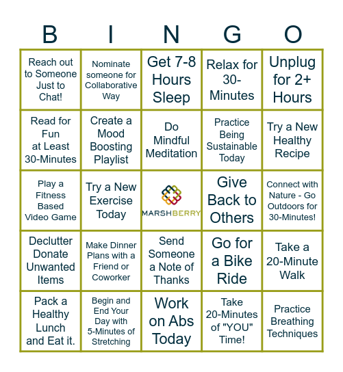 MarshBerry Wellness Bingo 2023! Bingo Card