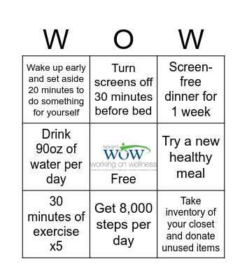 Healthy Holiday Challenge: Week 5 Bingo Card
