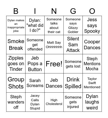 Matt's House Bingo Card