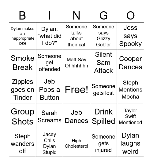 Matt's House Bingo Card