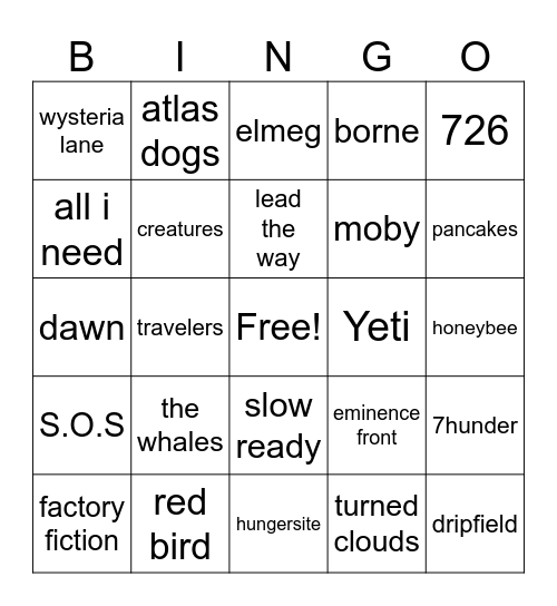 Last Leg of Fall 2023 tour Bingo Card