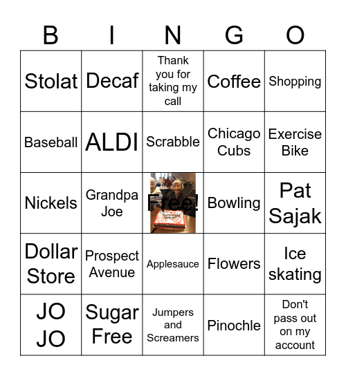 Grandma Jane Bingo Card
