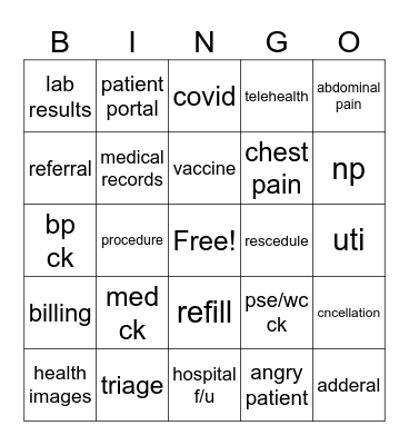 phone room freaky Friday Bingo Card