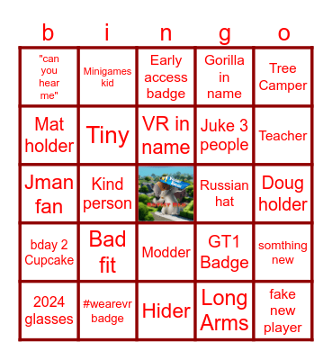ArtistRed's Gorilla Tag bingo Board Bingo Card