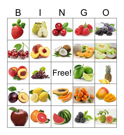FRUIT Bingo Card
