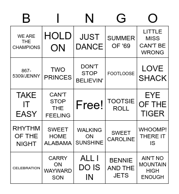 MUSIC BINGO Card